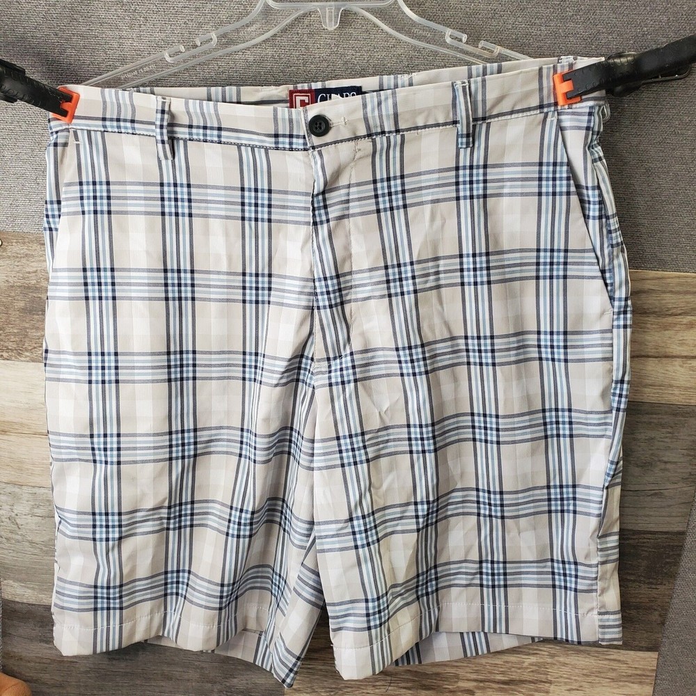 Chaps Mens Shorts 36 Plaid Flat front chino Shorts  Golf Casual EUC